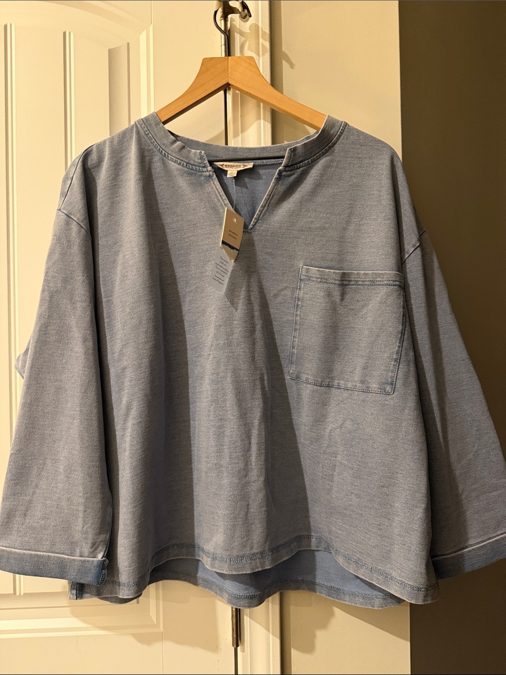 Nanette Lepore French Terry Notch-Neck Top XL